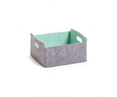 Cestino in Feltro Two-Tone, Grigio/Azzurro, Grau/Aqua, ca. 31 x 26 x 15,5 cm