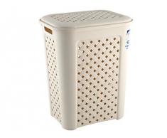 Tontarelli Arianna Cesta Portabiancheria, Modello Traforato, Plastica, Beige, 50 Litri
