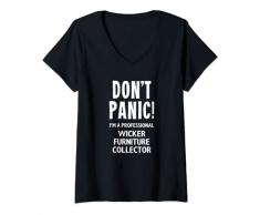 Donna Raccoglitore di mobili in vimini Maglietta con Collo a V