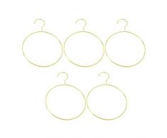 Grucce per pantaloni, 5 grucce rotonde in ferro, ganci rotondi per sciarpe, appendiabiti in metallo rotondo (dorato) multifunzione