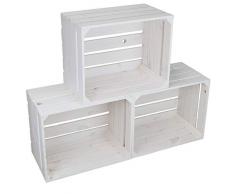 Kistenkolli Altes Land Nove Bianco Cassa di Frutta Johanna 50 cm x 40 cm x 30 cm/Cassetta Vino Cassa di Mele Scatola in Legno Scatola di conservazione ablagekiste