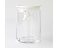 Alessi AMDR05 W Gianni a Little Man Holding On Tight Barattolo Ermetico in Vetro con Coperchio in Resina Termoplastica, Bianco, 90 cl