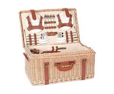 AVLUZ Set di Cestini da Picnic in Vimini for 4 Persone, Cesto di Frutta Intrecciato a Mano for Esterni con Posate e Tappetino da Picnic, Cestino da Picnic for Famiglia, Festa, Allaperto, Campeggio (