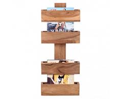 KADIMA DESIGN Solido supporto giornale murale acacia portariviste in legno Magazine titolare