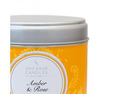 Shearer Candles - Candela profumata allambra e Rosa in Barattolo in Acciaio Inox con Decorazione Primaverile, 7,5 x 7,2 cm, Colore: Argento