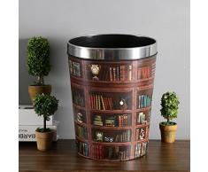 MAJOZ 12L Cestino Spazzatura in PU – Pattumiera per Carta e Anche per Raccolta differenziata - Cestino per la Carta per Il Bagno, l’Ufficio o la cameretta, 24 x 24 x 31,5cm (Modello libreria)