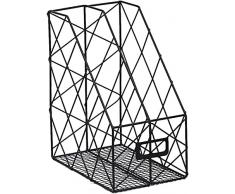 ZMDQD Portariviste Nordic Portariviste in Ferro battuto Portariviste da Tavolo Portariviste Stile Moderno per Ufficio Scrivania da Lavoro a casa Portalibri Organizzazione Rack, Nero 24.5 * 16 * 30cm