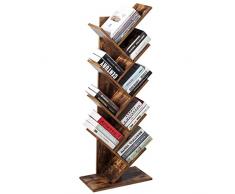 COSTWAY Libreria ad Albero, Scaffale Multistrati a 8 Ripiani Autoportante Scaffalatura per Libri Portariviste, in Legno, per Soggiorno Salotto e Ufficio, Marrone