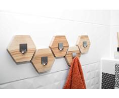 Ganci in legno per asciugamani, ganci da parete in legno, portasciugamani da bagno, appendiabiti moderno, appendiabiti da parete, montaggio a parete a nido d'ape