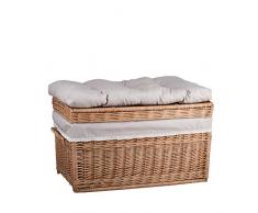 e-wicker24 - Baule, grande cesta in vimini, con cuscino seduta