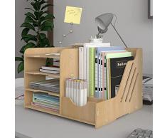 PUNCIA Organizzatore da Scrivania Multifunzionale,Scatola di Immagazzinaggio per Ufficio,Scaffale di Immagazzinaggio e Portadocumenti Scomparto di Legno per lUfficio Domestico e Scolastico(4 Livelli)