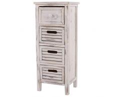 Mendler Serie Vintage scaffale cassettiera Legno paulonia 4 cassetti 25x30x74cm Bianco