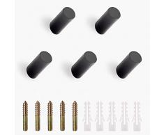 YXHZVON Appendiabiti A Parete, 5 Pezzi Appendi Giacche da Muro Legno Nero, Ganci Appendiabiti da Parete per Cappello, Sciarpe, Giacche, Camera da Letto, Soggiorno