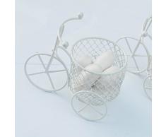 5 Pezzi Bicicletta a tre ruote Cestino Vintage In Materiale Ferro Vernice Bianco-Portaconfetti Bomboniere Regalo