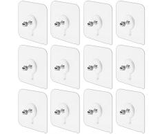 Keboyoe Yingcen 12 Pezzi Trasparenti Nail Gancio Ganci Adesivi Trasparenti Chiodi Autoadesivi Appesi Viti per Cucina, Bagno, Armadio, Asciugamano Appendiabiti in Stoffa Chiave