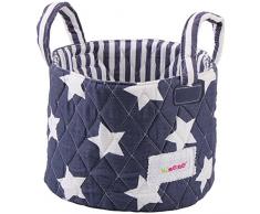 Minene - Cestino portaoggetti, fantasia: stelle, colore: blu/bianco