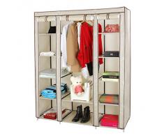 Songmics Armadio Cabina Guardaroba Appendiabiti In Acciaio Tessuto Beige 180 x 150 x 45cm LSF03M