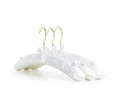 HANGERWORLD 10 Grucce in Satin Bianco 43cm Imbottite con Bottoncini Antiscivolo sulle Spalline