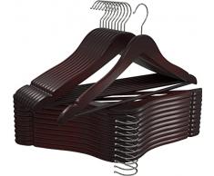 Utopia Home grucce in legno Antiscivolo con barra rotonda per pantaloni e scanalature per le spalle - Grucce durevoli e sottili per cappotto, abito, pantaloni, giacca (Confezione da 20, Ciliegia)