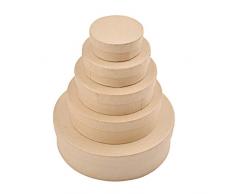 WANDIC Scatola di cartapesta, set di 5 mini scatole rotonde di carta kraft con coperchio, ideale per la creazione e lo stoccaggio di accessori cosmetici, gioielli, regali per la casa