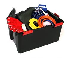 Iris Ohyama, Set di 2 scatole di immagazzinaggio ermetiche, 50 L, con clip, impilabile, garage, cantina, soffitta, Air Tight Box AT-L, Nero