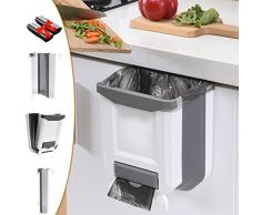 Ruucy Pattumiera Cucina, 9L Cestino Spazzatura Sospeso, Pattumiera Pieghevole Appendibile con Organizer per Sacco Spazzatur, Pattumiera Sospesa per Cucina, Bagno, Ufficio, AutoCucina