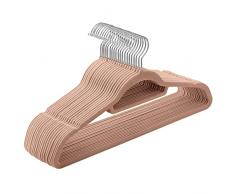 SONGMICS Grucce Appendiabiti in Velluto, 20 Pezzi, Salvaspazio e Antiscivolo, Porta Cravatte e Gancio Girevole a 360°, Spessore 0,6 cm, Lunghezza 43,5 cm, Cappotti Pantaloni, Marrone Chiaro CRF020LB20