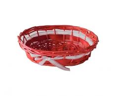 DELIZIE DI CARTA PZ 1 CESTA OVALE IN VIMINI COLORE ROSSO CON NASTRO BIANCO CM 33 X 20 H 9 PER STRENNE E REGALI