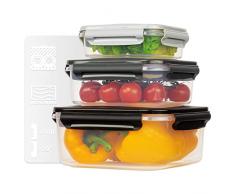 Moritz & Moritz Set 3 contenitori salvafreschezza con Coperchio - Senza BPA - Contenitori per Alimenti per Forno a microonde – Contenitori per Freezer con meccanismo a Scatto