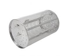 Cestino per Grigliare Rotante, Cestello per Griglia Cilindrica in Rete Metallica in Acciaio Inossidabile Griglia per Barbecue in Rete con Forchetta per Il Campeggio Picnic Festa (23 cm di altezza)