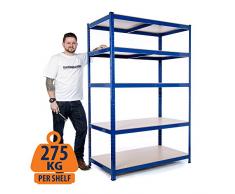 Scaffalatura in acciaio per carichi pesanti e garage, con portata di 275 kg per ripiano (5 livelli, 1.800 mm di altezza, 1.200 mm di larghezza e 600 mm di profondità)