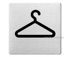 OFFORM Plaque de porte en acier inox brossé, pictogramme "Vestiaire", 85x85 mm No.8948