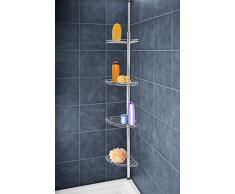 WENKO 8145500 Étagère de douche télescopique - 4 tablettes, Métal, 20 x 56-275 x 20 cm, Argent brillant