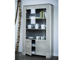 Demeyere 230342 Ségur Vitrine avec 2 Portes MDF/Métal Chêne Champagne 93 x 42 x 175 cm