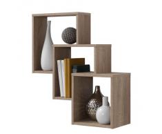 FMD 297-001_ei Fibi Étagère Murale avec 3 Compartiments Panneaux Mélaminiques Chêne 19 x 64 x 65,5 cm