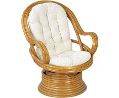 Fauteuil en rotin pivotant et basculant avec coussins en tissu 77x89x100cm