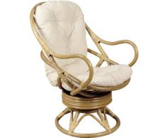 AUBRY GASPARD Fauteuil pivotant et basculant en rotin avec Coussins 70x90x105cm