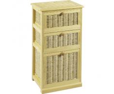 Commode de 3 tiroirs en pin et osier clair