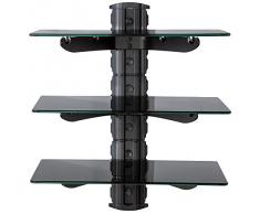 TecTake Support mural tv muraux etagère murale en verre pour lecteurs DVD Blu-Ray Console de jeu PS3 PS4 Xbox 360 et décodeur