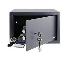 HMF 49201 Coffre-fort à poser, serrure à panneton double T-20K, 31 x 20 x 20 cm , anthracite