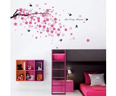 Walplus Stickers muraux fleurs roses/hirondelles/décor pour chambre denfants