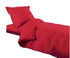 Douceur d'Intérieur 1640734 Housse de Couette Uni Coton 57 Fils Coquelicot 140 x 200 cm