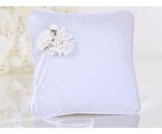 PKWM3 Coussin en satin pour alliances Rose Blanc 16 x 16cm