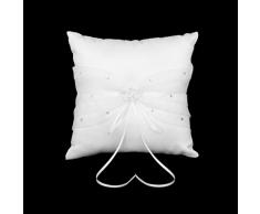 Coussin Oreiller Porteur de Bague Anneau dalliance 20 x 20cm pour Mariage - Blanc