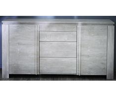 Enfilade avec 2 portes et 3 tiroirs, Coloris chène champagne, 204.7 x 87.3 x 42 cm -PEGANE-