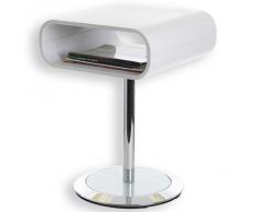 IDIMEX Sellette guéridon table d'appoint VICTORIA métal chromé bois blanc mat