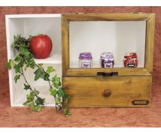 DanDiBo Commode Mini 12016 Commode avec Vitrine et tiroir Etagère 48cm Armoire Shabby