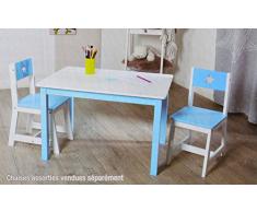 Table en bois pour enfant - Bleu et blanche