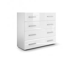 Vladon Commode Buffet Pavos, Corps en Blanc Mat/Façades en Blanc Haute Brillance