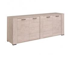 Parisot 0197E4P1 MANHATTAN Enfilade avec 4 Portes Bois Gris Loft/Gris Ombrée 220 x 50 x 89 cm